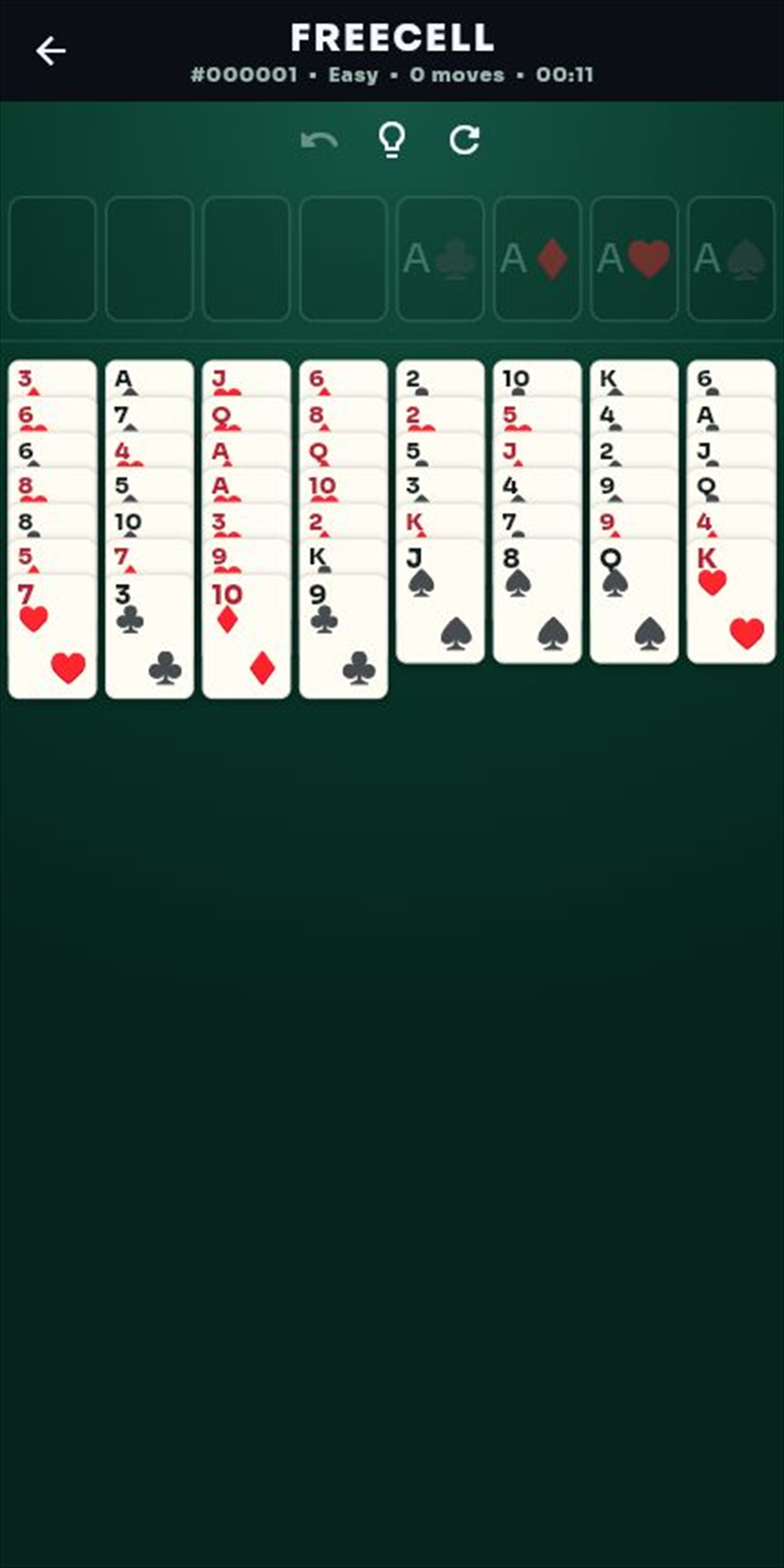 FreeCell game screen in Second Hand