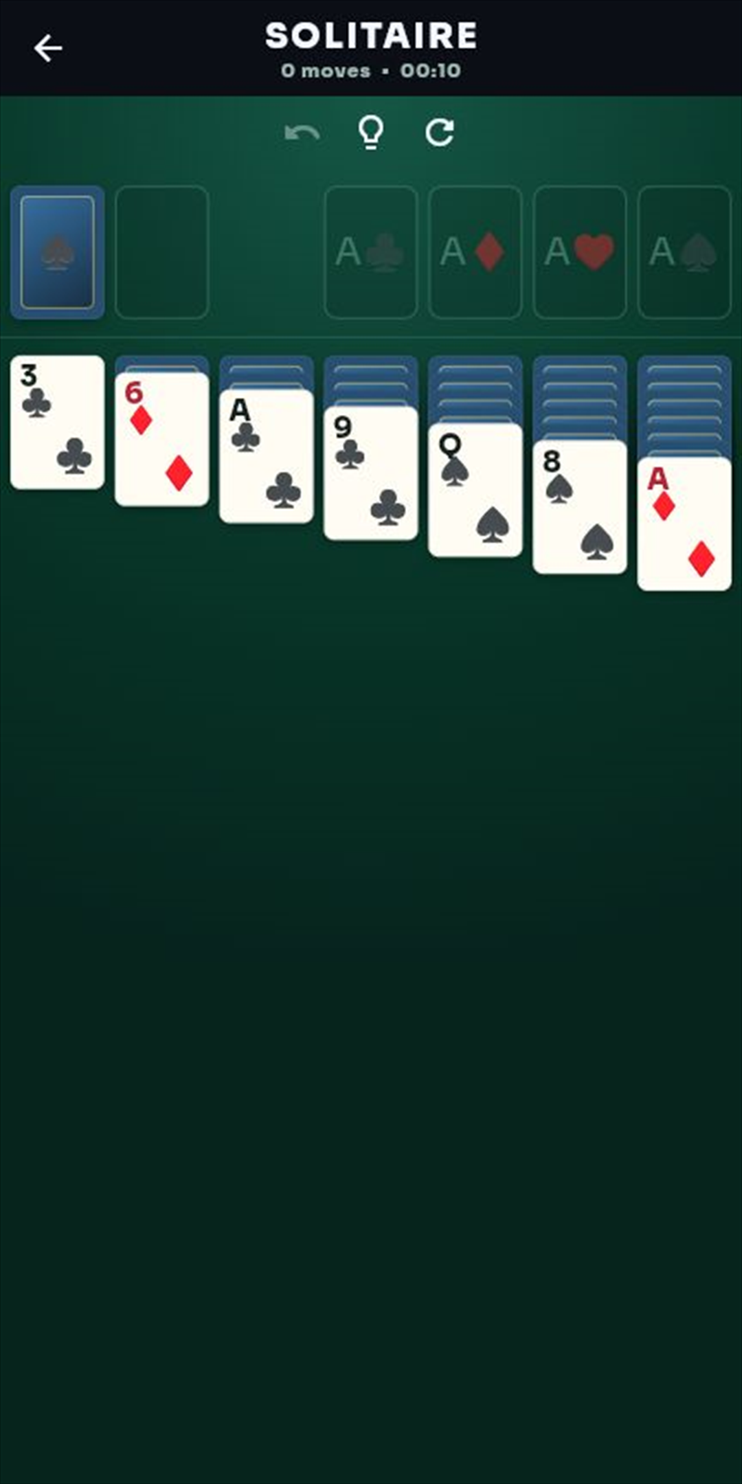 Solitaire game screen in Second Hand