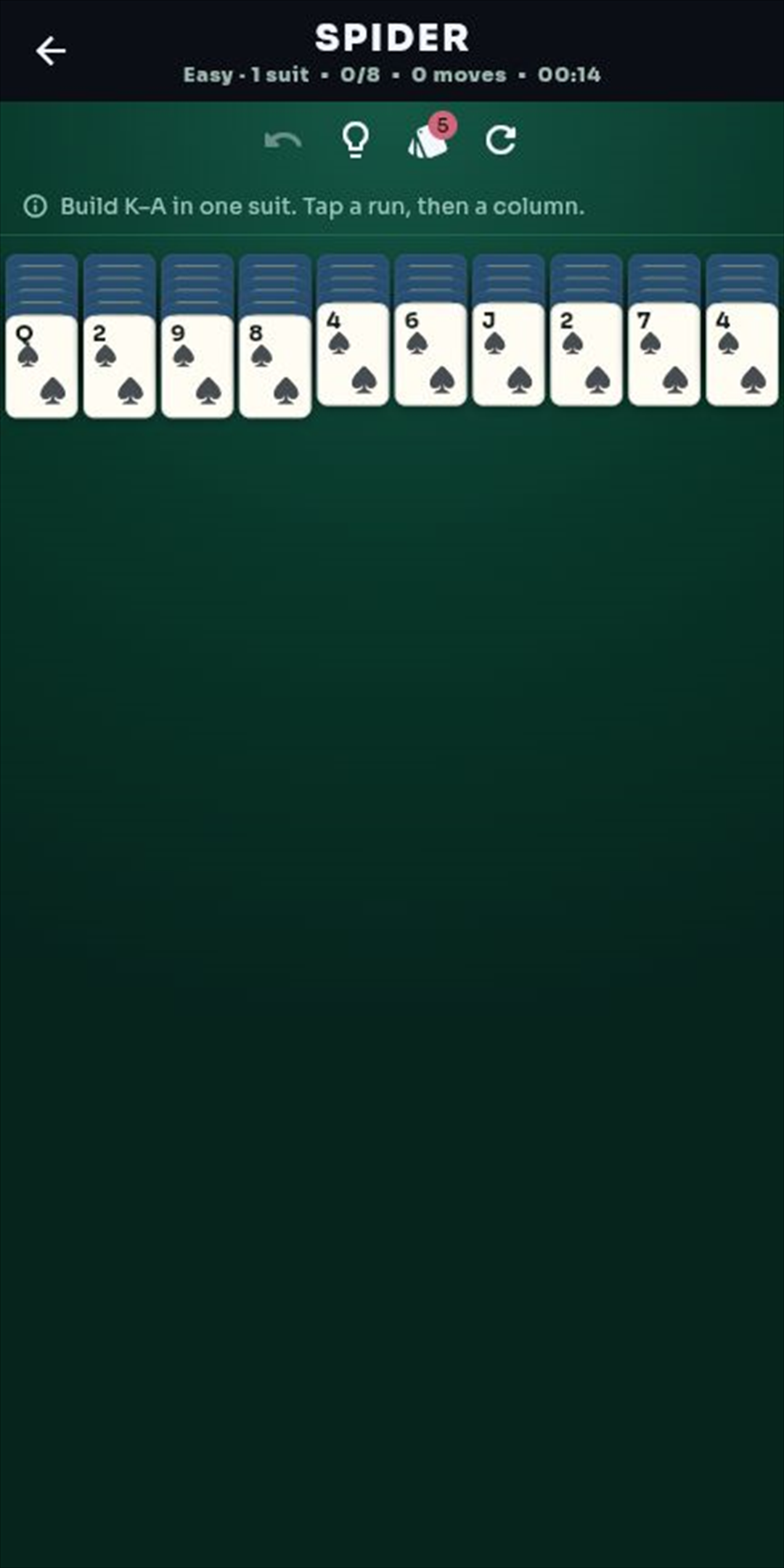 Spider game screen in Second Hand